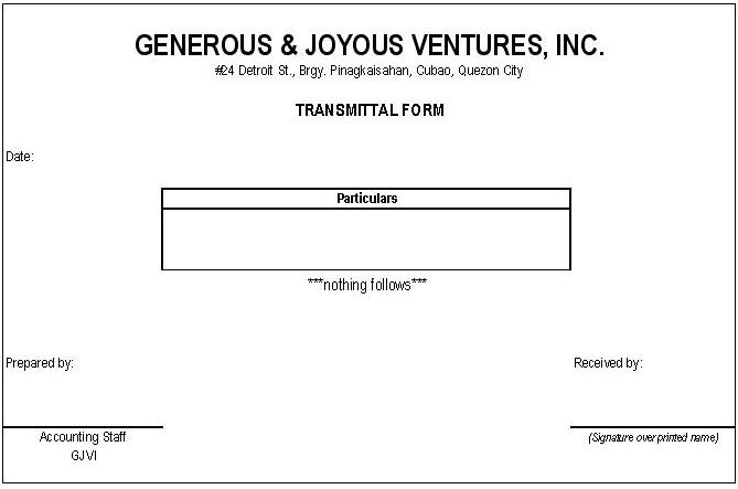 Transmittal Form